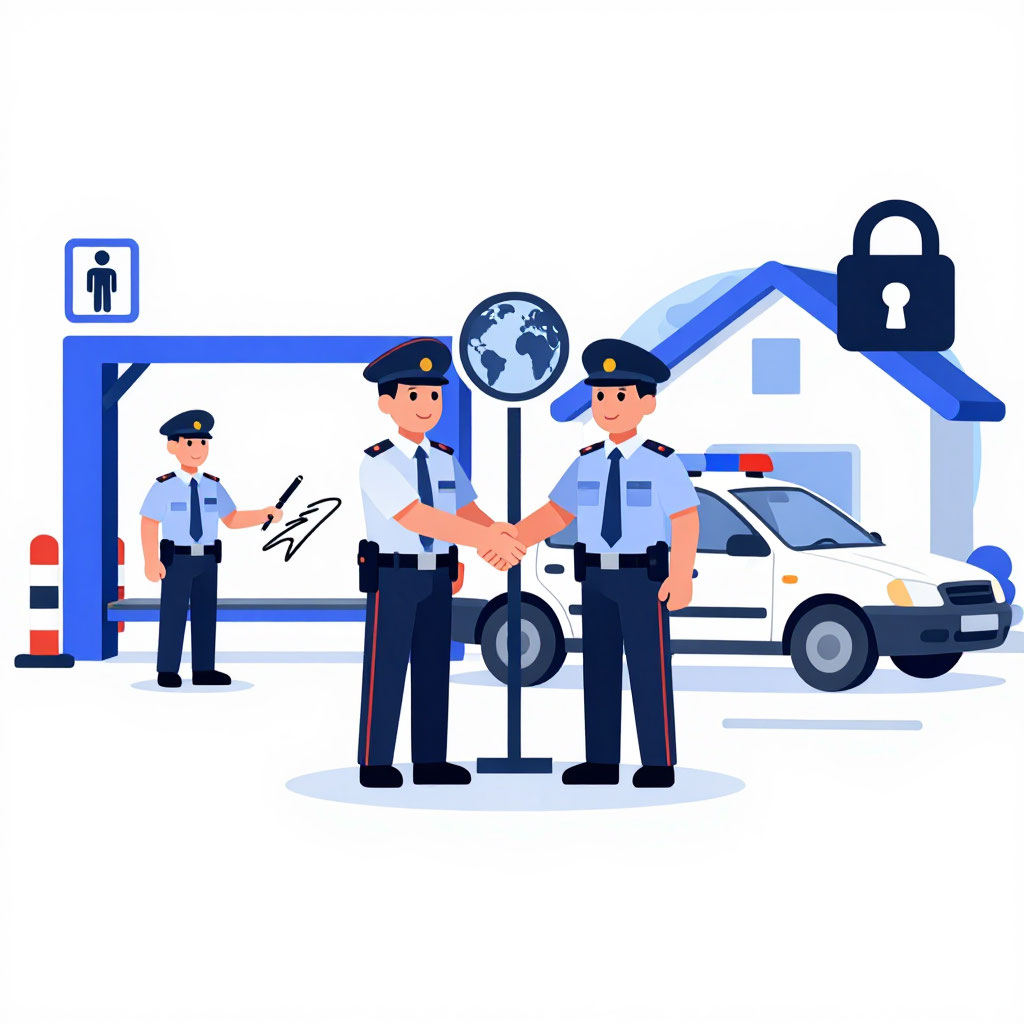 На картинке изображено Стоят люди в форме