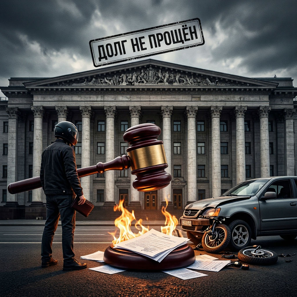 На картинке изображено Место ДТП между автомобилем и мотоциклом